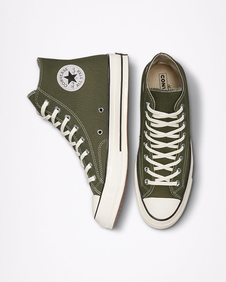 Zapatillas Altas Converse Chuck 70 Canvas Mujer Verde Oliva Negras | PE W805PL